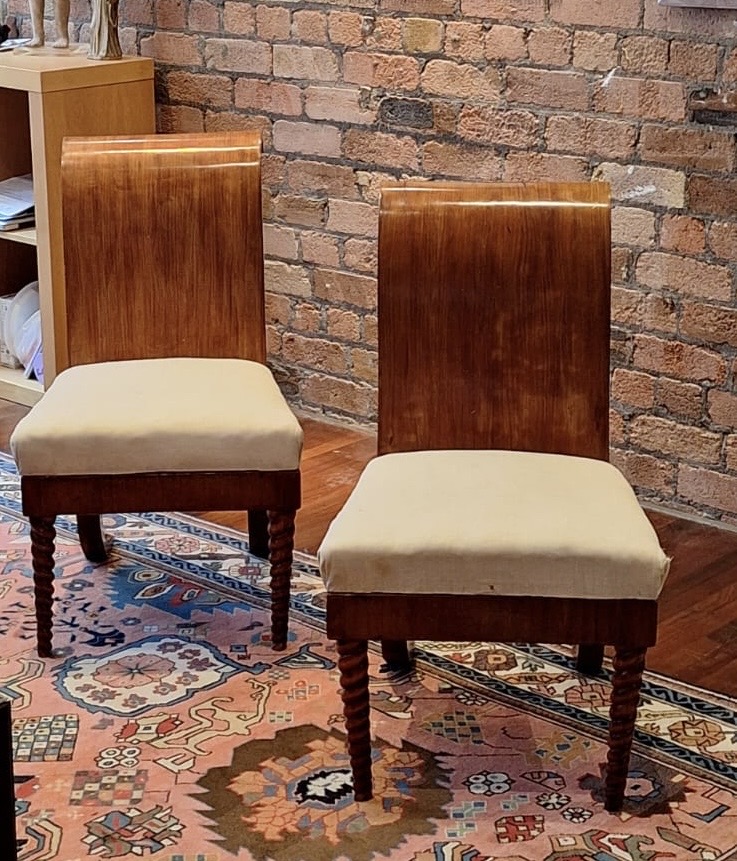 Set of two Biedermeier chairs, frontal view